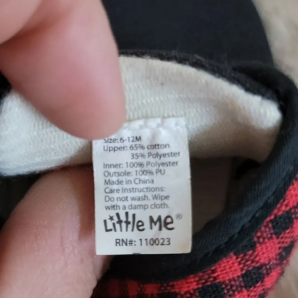 LITTLE ME BUFFALO PLAID SOFT BABY SHOES,  SIZE 6-12 MONTHS
